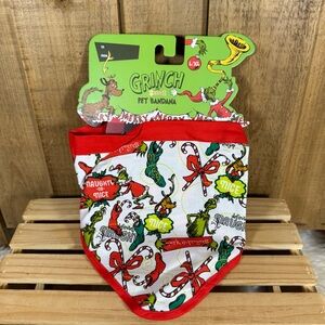 Dr, Seuss The Grinch Print Pet Dog Christmas Scarf Bandana Size L / XL NEW